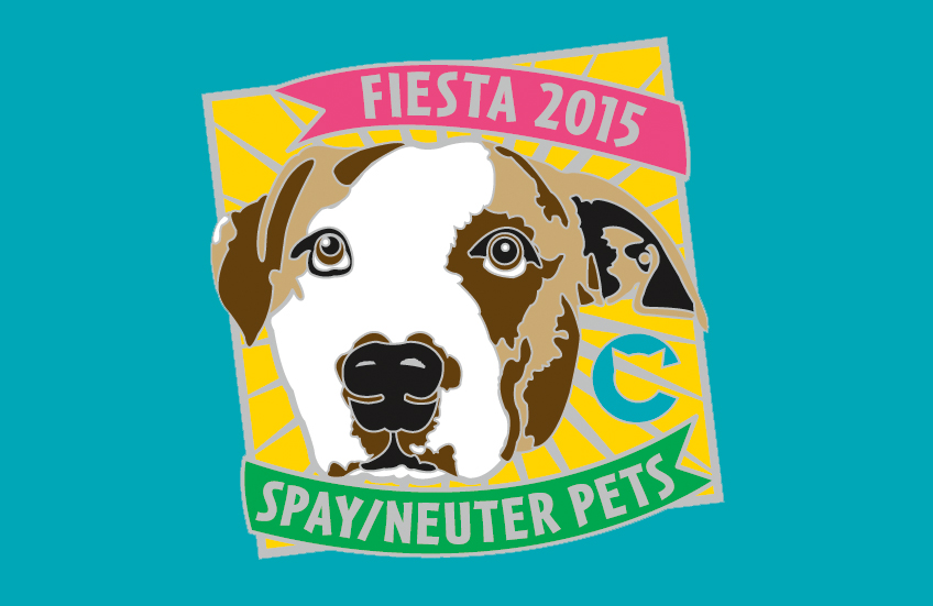 Even though he only has 3 legs, Rocky doesn't let it slow him down. He is proud to be the 2015 dog model for The Cannoli Fund's Fiesta San Antonio medals.