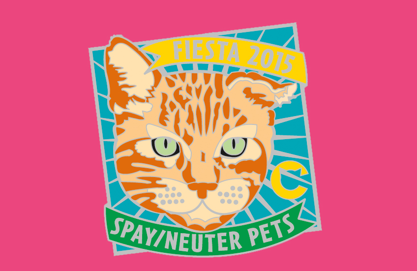 Tar-Zhay the orange tabby cat is The Cannoli Fund's 2015 Fiesta San Antonio Medal model