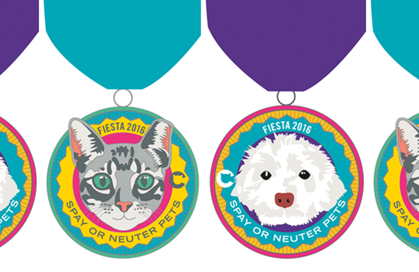 The Cannoli Fund's 2016 Fiesta San Antonio Medals cat and dog